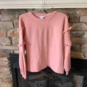 Pink Ruffled Arm Sweatshirt